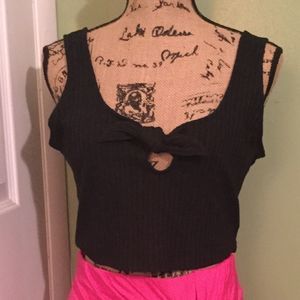 Lush Bow Detail Cropped Tank with Ribbed Fabric